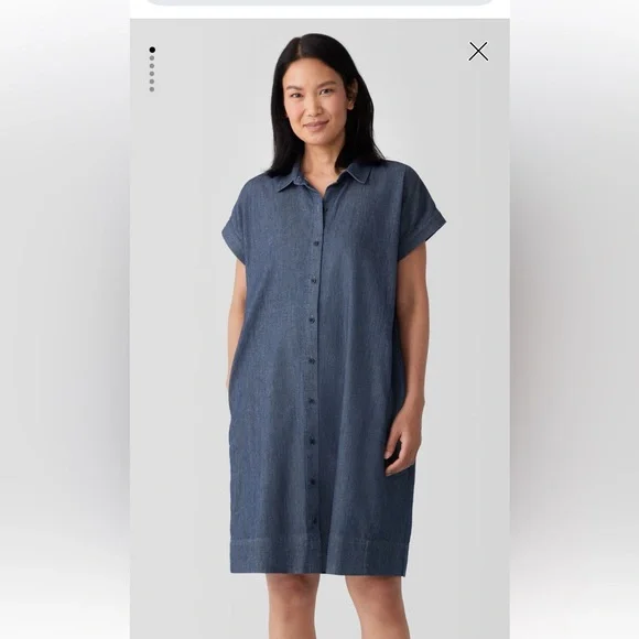 Eileen Fisher size 2X denim organic cotton twill shirt dress - Picture 2 of 10